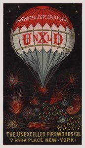 American Trade Card Advertising the Unexcelled Firework Company, New York by American School